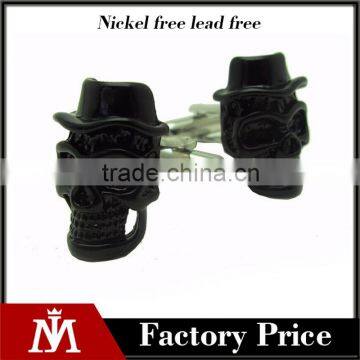 Novelty jewelry charms black skull cufflinks for men's gift