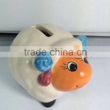 Painting cute sheep ceramic piggy bank/money box