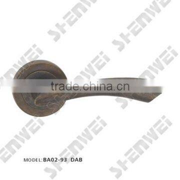 BA02-93 DAB brass door handle on rose