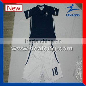 Breathable full set cut and sew soccer uniform with numbers wholesale