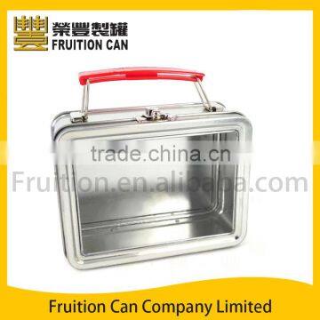 Lunch Box Keepsake Tin Metal Box with Plastic Handle