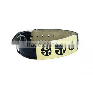 2016 fashion Stainless Steel leather Bracelet Wholesale high Quality men's leather bracelets