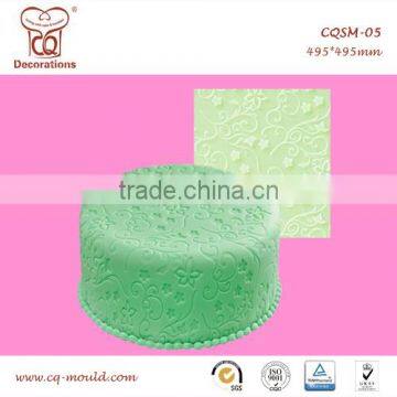 green color food grade flower design fondant cake imprint silicone mat