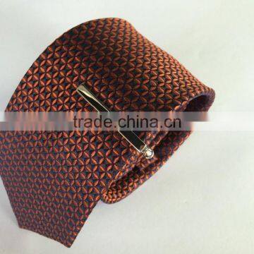 Men's orange\black 100% silk tie with square design