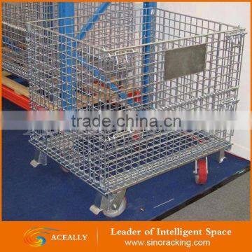 Aceally Customized galvanised Zinc metal high quality Mesh Wire container for Storage