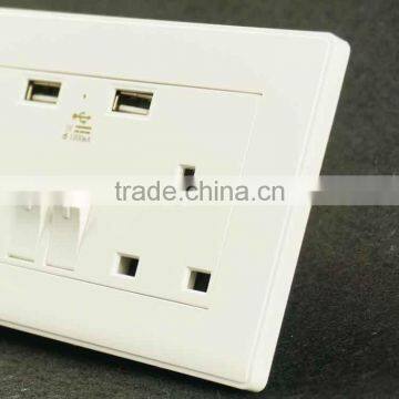 UK Standard Electric Double Power Points Wall Switch With Usb Socket photo-6