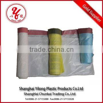 Popularcolored drawstring plastic garbage bags on roll