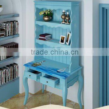 Mediterranean Style Study Desk, Sailing Boat Handpainting Student Desk, Solid Wood Desk With Bookcase (BF01-X1152) photo-4