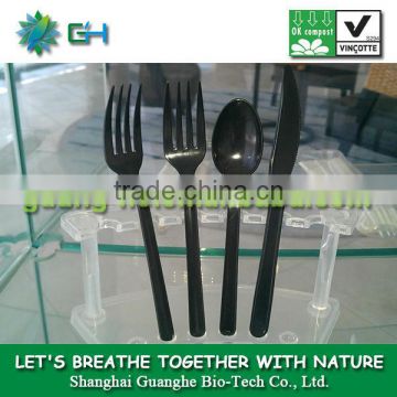 100% biodegradable PLA cutlery/utensil plastic spoon,pla fork, pla knife made from cornstarch