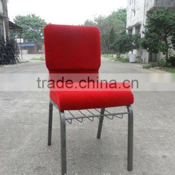 Red color Utility Iron metal with Shaped cotton church chair