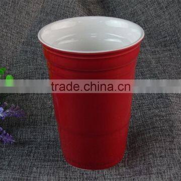 Cheap ceramic glazed cup stocked porcelain cup two-tone glazed drink cup