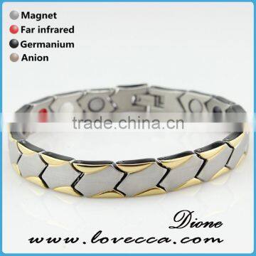 In Stock Stainless Steel Energy Jewelry Double Row Energy Element Silver Gold Plating Bio Magnetic Bracelet photo-3