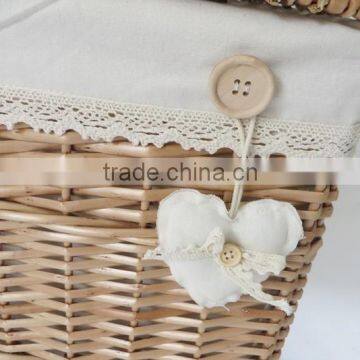 Vintage Wicker Woven Cane Cloth Laundry Basket With Lid photo-4