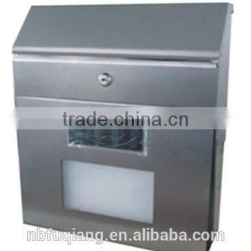 FQ-199 Qualified Solar Led Mailbox with Newspaper Holder, house number light mailbox,wall mounted mailbox