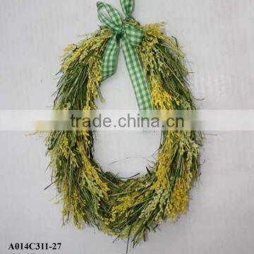 easter egg wreath with straw