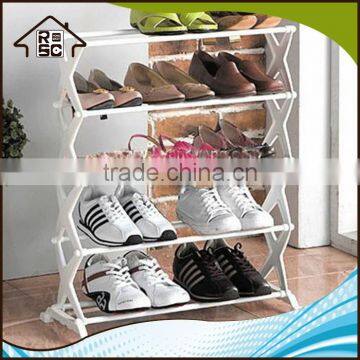 NBRSC Cheap Portable 5 Tier Foldable Stainless Steel Plastic Shoe Rack Shoes Storage Rack