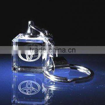 Customized 3d Laser Crystal keychain For Promotion Gift