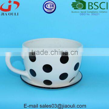 With Black Polka Dots Ceramic Cup With Saucer for Flowers photo-5