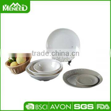 Delicate traditional design 6pcs bowl & plates pure white ceramic-like delicate