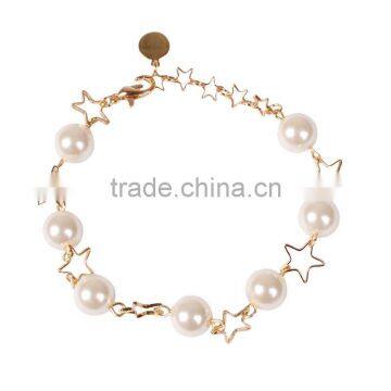 gold star pearl linked bracelet gold chain bracelet elegant dainty bracelet