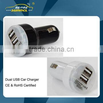 2015 CE Approval Dual USB Car Power Charger , Mini Charger for iPhone , Samsung