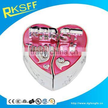 Pink High Quality Customized Baby Milk Tooth and Curl Box with heart shape