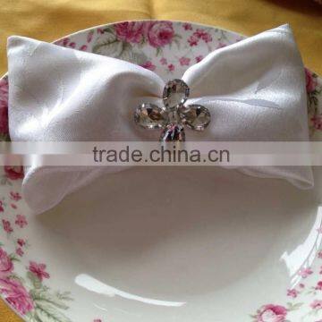 Lucky Clover Four Leafs Flower Style Clear Rhinestone Diamond Napkin Ring photo-6