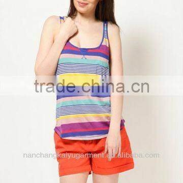 Custom casual colorful stripe sleeveless top lady tank top in Nanchang