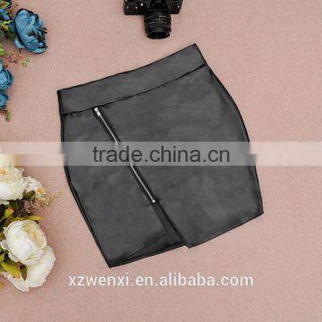 Black pu Leather Zipper Mini Short Skirt