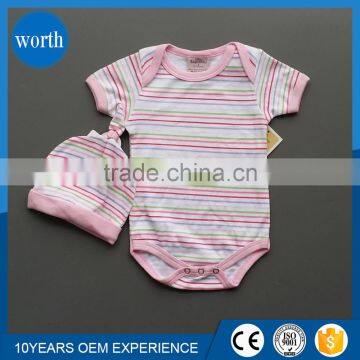 2015 baby girl latest model wholesale price striped organic baby clothes