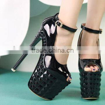 2014 high heel shoe lady shoe Peep toe shoe with ankle strap