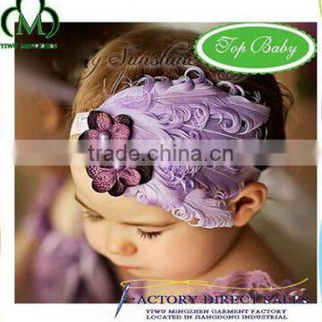 Infant Baby Flower Hairband Girls Elastic Feather Colorful Headband photo-6