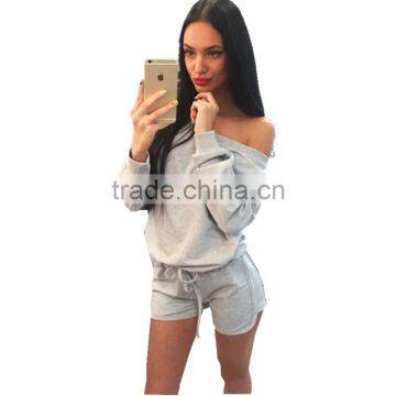 2016 Spring Summer Sets Women Fashion Sport Wear Sets Loose Casual Wide Neck Long Sleeve Sport Wear Suits photo-3