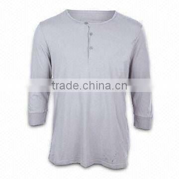 Men's Middle Sleeves T-shirt with Round Neck, Available in Various Sizes