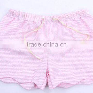 New Arrival Fashionable Scalloped Monogrammed Seersucker Shorts photo-5