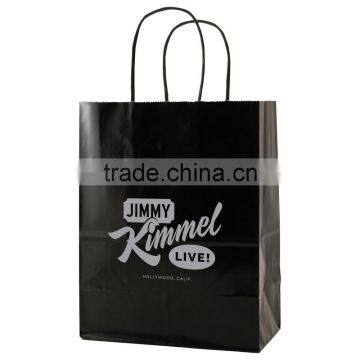 USA Made Gloss Coated Shopping Bag - Made of #63 White Kraft Paper, Dimensions Are 8" x 4.75" x 10.5" and Comes With Your Logo.