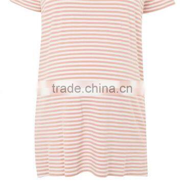 Cute Loose Meternity Technical Pregnant Girl Delivery Pink Stripe Blouse photo-6