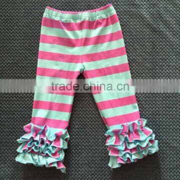 Best Sale Baby Icing Leggings Striped Little Girl Ruffle Pants QL-221