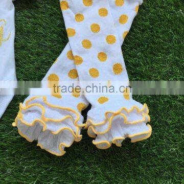 Baby Girls Boutique Clothing Infant Girl Kids Clothes White Gold Dot Brand Romper With Matching Headband and Legwarmer Set photo-4