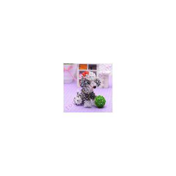 3d Handmade Beaded Dog Cut 2013 Animal Crystal Charm photo-3