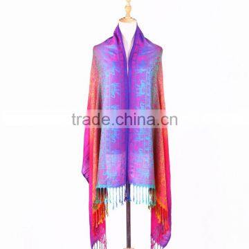High Quality Rainbow Hajib Paisley Jacquard Pashmina Scarf Shawl photo-5
