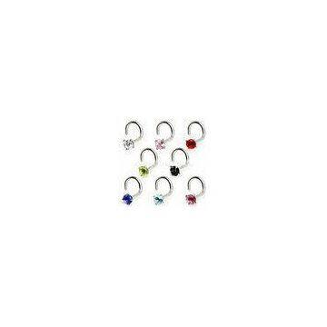 316L Surgical Stainless Steel Body Piercings Jewelry Nose Screw With Prong Set Gem