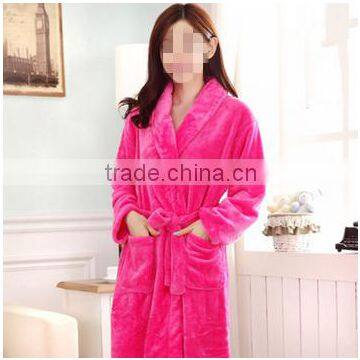 Chinese unisex winter thickness 100%polyester Coral Fleece Bathrobe