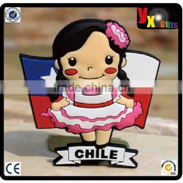 TOURIST SOUVENIR Rubber FRIDGE MAGNET ----- Chile Girl