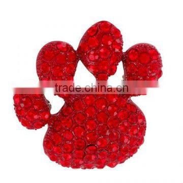 Charm 1.5" Red Cheap Rhinestone Bear Paw Print Alloy Rings