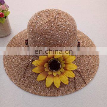 Large Eaves Seaside Holiday Beach Straw Hat Flower Sun Hat