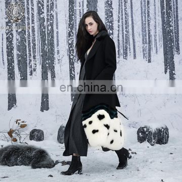 Genuine Fox Fur Woollen Garment Fox Fur Tassel Woolen Long Jacket Wonderful Woolen fur coat