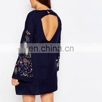 New Trendy Women Wholesale V Neck Blouse With Sleeve Beading Design photo-3