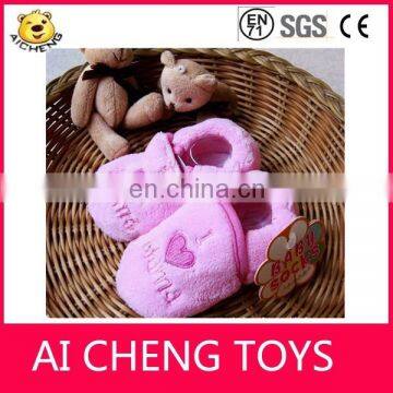 Customize High Quality plush baby shoes Coral Fleece Fabric