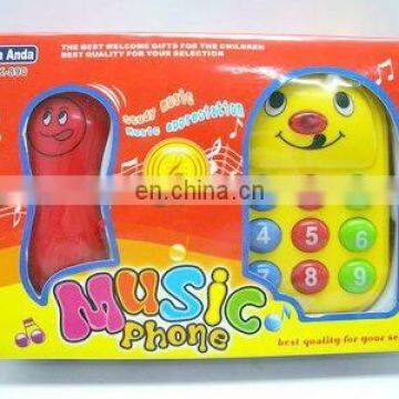 Plastic cartoon musical cell phone toy for kids